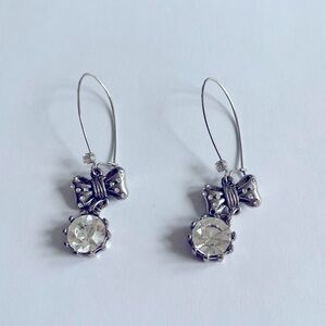 Betsey Johnson Drop Earring Bow with Rhinestones